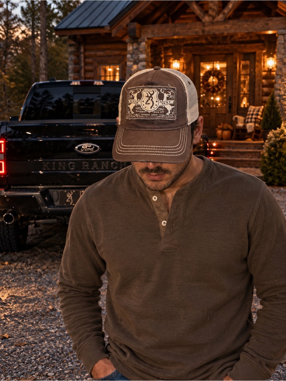Browning Brown Trucker Cap with Patch -